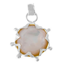 Jewelry of Venus fire  Pendant of Earth Mabe pearl silver pendant - £453.03 GBP