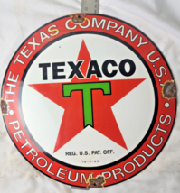 VINTAGE TEXACO TEXAS COMPANY PORCELAIN SIGN PUMP PLATE GAS STATION OIL - £58.38 GBP