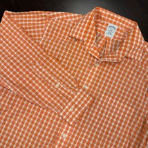 Brooks Brothers 346 Orange Gingham Check Slim Fit Non-Iron Cotton Shirt - $34.87