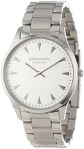 NEW Johan Eric JE9000-04-001B Men&#39;s Helsingor Stainless Steel Silver Dial Watch - $37.57