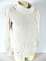 Old Navy women&#39;s Small beige CROCHET KNIT 2 pocket turtleneck sweater (B... - £8.07 GBP