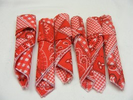 Vintage Handmade Napkins Set of 6 Red White Check Quilt Pattern #W - $276.49 MXN