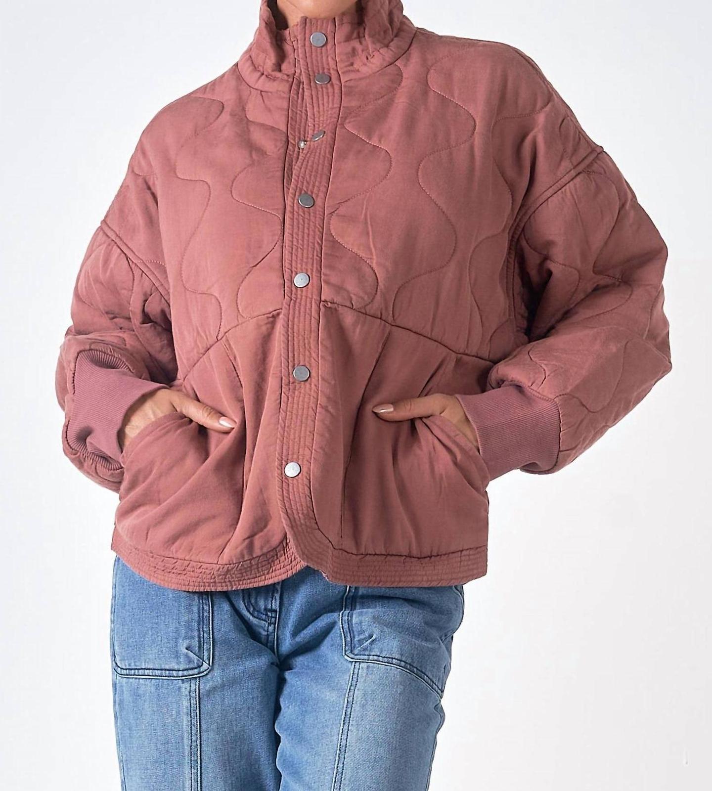 Elan Quilted Bomber Jacket Plum - $64.00