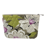 Vera Bradley Quilted Cotton Cosmetic Bag Zippered Green Pink White 8.5 x... - £11.48 GBP