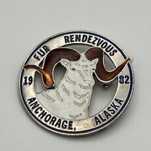 1982 Anchorage Alaska Fur Rondy Rendezvous Bighorn Sheep Pin Medal - $24.65