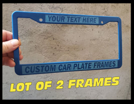 LOT OF 2 BLUE ON BLUE PLASTIC ENGRAVED CUSTOM PERSONALIZED License Plate... - £15.76 GBP