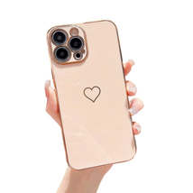 Anymob iPhone Case Luxury Biege Color Electroplated Love Heart with Silicone - £19.08 GBP