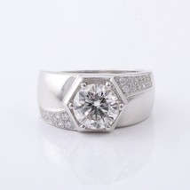 925 Silver Sterling Men Ring 3ct 9mm Round Melee Moissanite Ring Classic Style D - £64.05 GBP