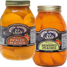 Amish Wedding Foods Pickled Peach Halves &amp; Brandied Peach Halves Variety... - £37.94 GBP