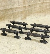 6 HANDLES RUSTIC CAST IRON ANTIQUE STYLE BARN GATE PULLS DRAWER DOOR SHE... - $26.99