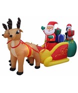 13 Foot Long Christmas LED Inflatable Santa Claus Penguin Sleigh Yard De... - $133.64