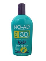 NO-AD SPF 30 Kids Sunscreen Sunblock Lotion Waterproof PABA-Free 16 oz  - £46.93 GBP