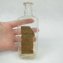 Antique c1920 Heikes Vanilla Extract Clear Glass Bottle Partial Paper La... - $14.99
