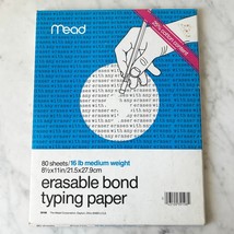 Vintage Mead Erasable Bond Typing Paper 52 Sheets 16 lb Medium Weight 8-... - $14.20