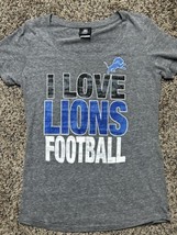 Detroit Lions T-Shirt Gray - I Love Football - Women&#39;s L - Scoop Neck - $11.83