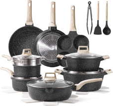 CAROTE 21Pcs Pots and Pans Set - Nonstick Cookware Sets - £163.77 GBP