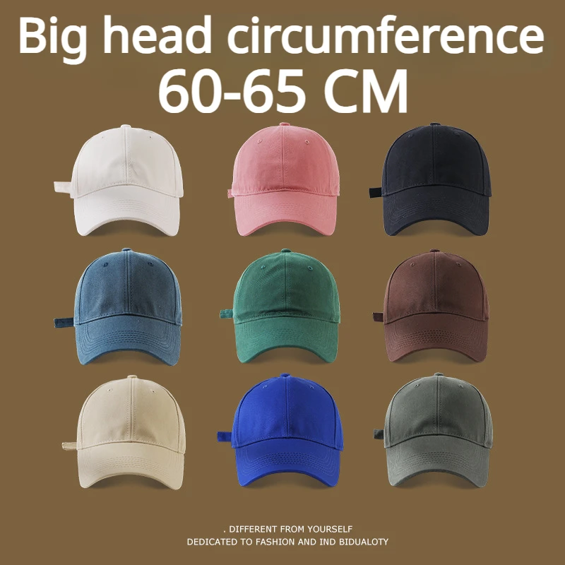 Solid Color Baseball Hats Big Head Man Soft Cotton Plus Size Sport Snapb... - £14.25 GBP