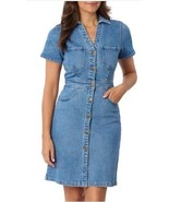 Draper James Womens Dress Blue Denim Short Sleeves Pockets Heavyweight - $75.45 CAD