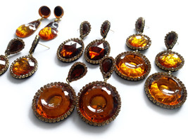 Brown Earrings, Brown Amber Earrings, Round Earrings, Teardrop Earrings, Oval  - $22.00