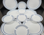 12 Pc Corelle Classic Cafe Blue Dinner Bread Plates Set Corning White Di... - $98.87