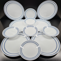 12 Pc Corelle Classic Cafe Blue Dinner Bread Plates Set Corning White Dishes Lot - £79.03 GBP