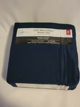 Mainstays sz Full Soft Microfiber 4 pc Sheet Set Navy Wrinkle Resistant - £12.36 GBP