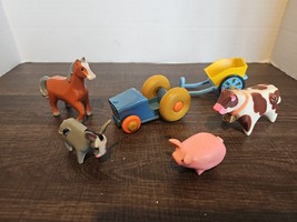 Vintage Fisher Price Little People Farm Animals, Tractor and Cart Lot 1950/60&#39;s - £39.04 GBP