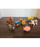 Vintage Fisher Price Little People Farm Animals, Tractor and Cart Lot 19... - $49.99