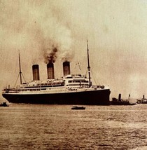 Majestic And Mauretania Ships New York Harbor 1920s Nautical Maritime Gr... - £31.44 GBP