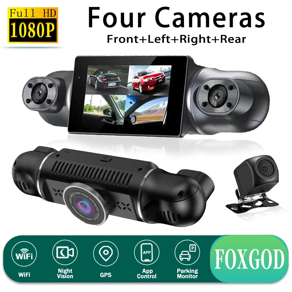 WiFi GPS Car DVR Dash Cam 24Hr Parking Monitor 3.0‘’ IPS HD 1080P 4Channel Front - £268.79 GBP+
