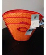 3 New Cute Orange Woven Straw Mini Tote Bags/Light Weight Multiple Uses ... - £2.83 GBP