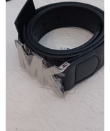MICHAEL KORS MEN CHOCOLATE BROWN &quot;MK&quot; JET SET BELT SILVER BUCKLE 34&quot; $98... - €34,38 EUR