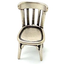 Vtg Sign 925 Italy Sterling Silver Saddle Back Dining Chair Furniture Miniature - £30.86 GBP