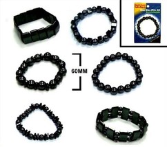6 Magnetic Hemitite Bracelet Jewerly Health Therapy Stones Magnet Healing New - £7.46 GBP