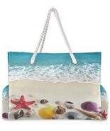 COLORFUL SEASHELLS LARGE CANVAS TOTE BEACH BAG - FREE SHIPPING OR PICK UP - $24.99