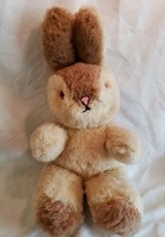 Vintage Dollcraft Easter Bunny Rabbit 31" Large Plush Brown Pink Spangled Eyes - $35.26