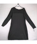 Calvin Klein Women&#39;s XL Black Knit Crochet Detail Dress, Long Sleeve, Wh... - $28.00