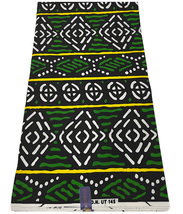 Green, Yellow, Black and white mix African Fabric Cambric - £26.50 GBP