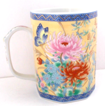 Vintage TAKAHASHI San Francisco Coffee Tea Mug Floral Butterflies - £18.73 GBP