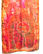 Nancy Wise of Alaska Hand Painted Batik Print BEAR Silk Art Scarf Hand R... - $42.75