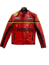 Ferrari RED F1 Racing Jacket Men Leather Jacket | Real Leather 90s Vintage Bik - £119.13 GBP