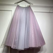 A-line Gray/Purple Midi Tulle Skirt Outfit Layered Gray Midi Tulle Flared Skirt - £76.71 GBP
