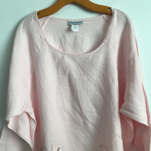 Matchpoint Linen Tunic Shirt 2XL Pink Scoop Neck LangenLook Long Sleeve Pullover - £36.52 GBP