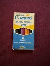 Venus Esterbrook Campus Wood Covered Crayon Pencils Colored 9 Vtg USA 01... - $10.88