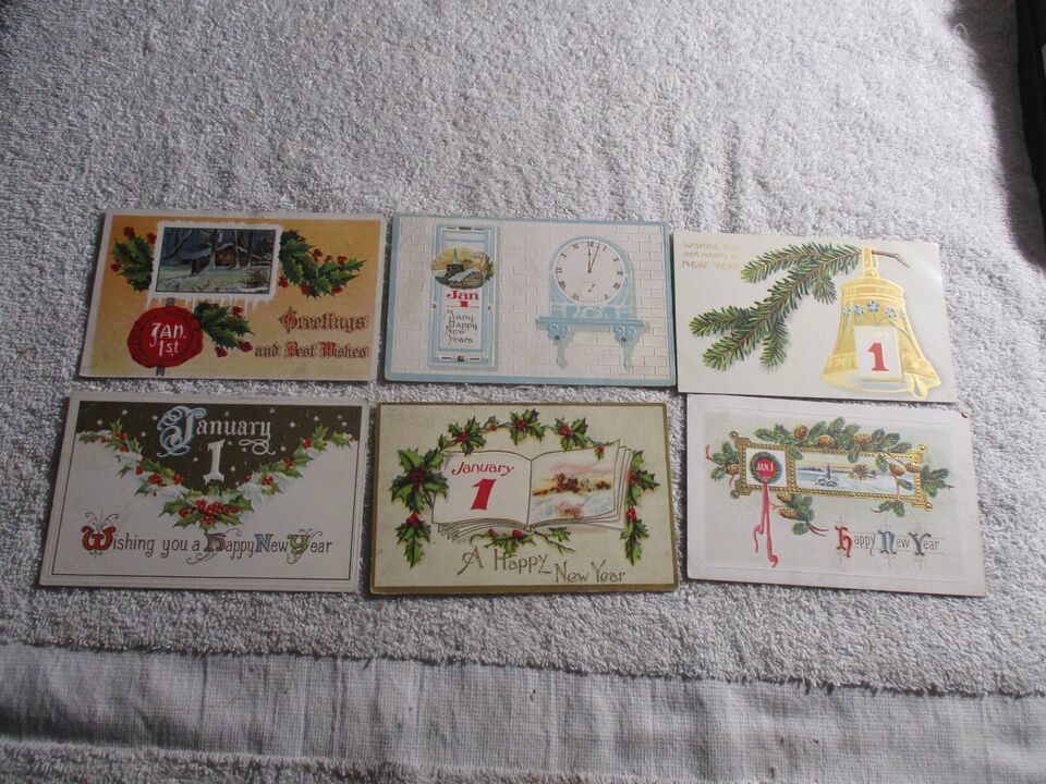 18 Happy New Year January 1st early 1900s Postcards lot Vintage Antique ... - $39.59