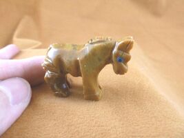 (Y-HOR-23) little tan caramel HORSE carving SOAPSTONE Peru FIGURINE hors... - $8.99