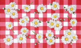 Anti-Fatigue Pvc Floor Mat(18&quot;x30&quot;)DAISIES Flowers On Red&amp;White Buffolo Plaid,Lk - £18.90 GBP