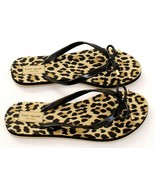 Kate Spade Black Nova Leopard Print Thong Sandals Flip Flops Women&#39;s NEW - £39.31 GBP