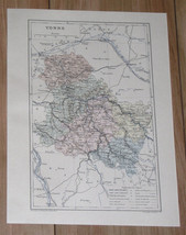 1887 Original Antique Map Of Department Of Yonne Auxerre / France - £19.76 GBP