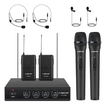 Wireless Microphone System, 4-Channel Vhf Wireless Microphone Set With 2 Handhel - £185.70 GBP